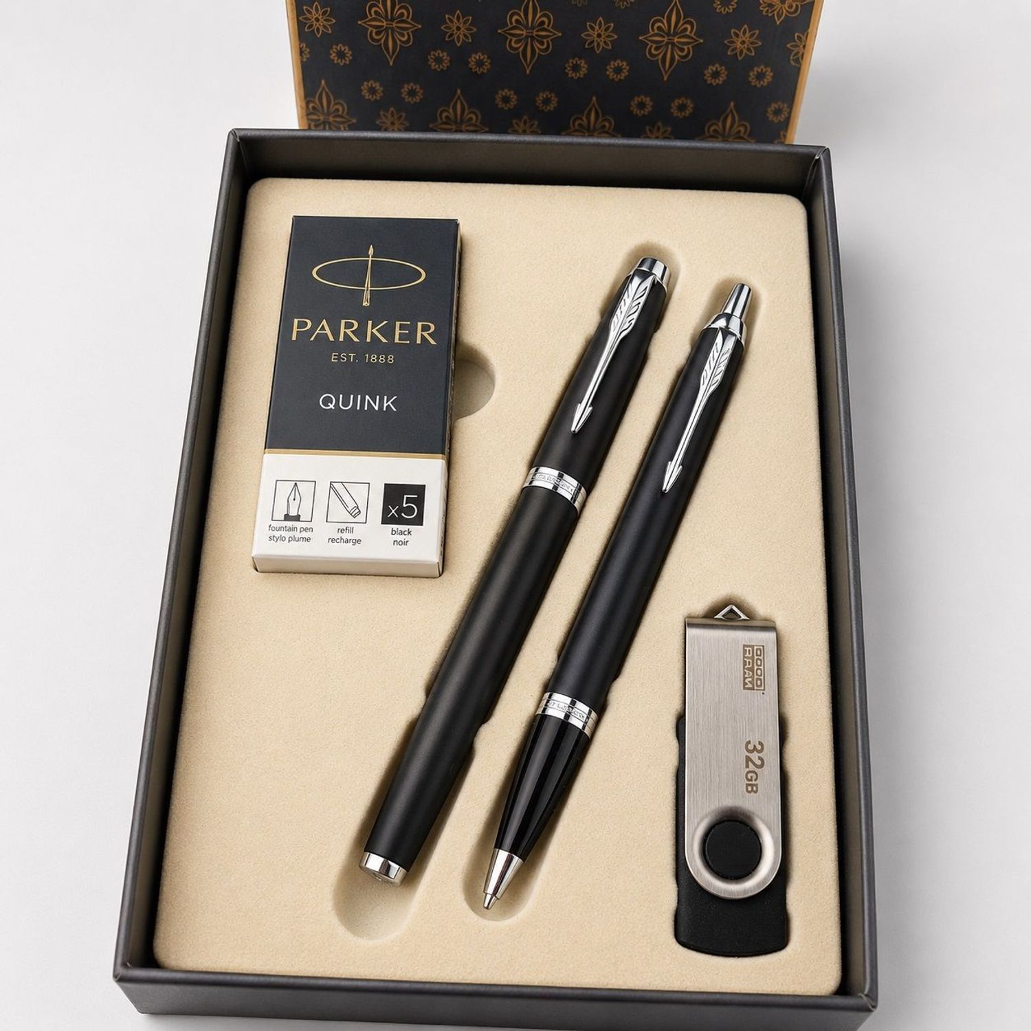 Zestaw Parker IM DUO Czarny Pióro + Długopis + USB 32 GB + Grawer GRATIS.jpg